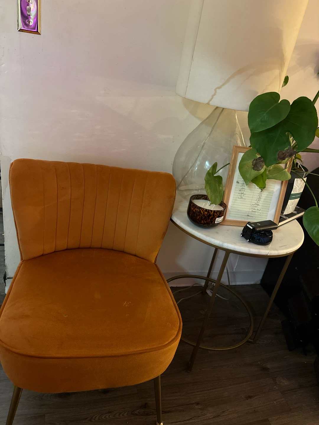 Orange Velvet Accent Chair - photo 2