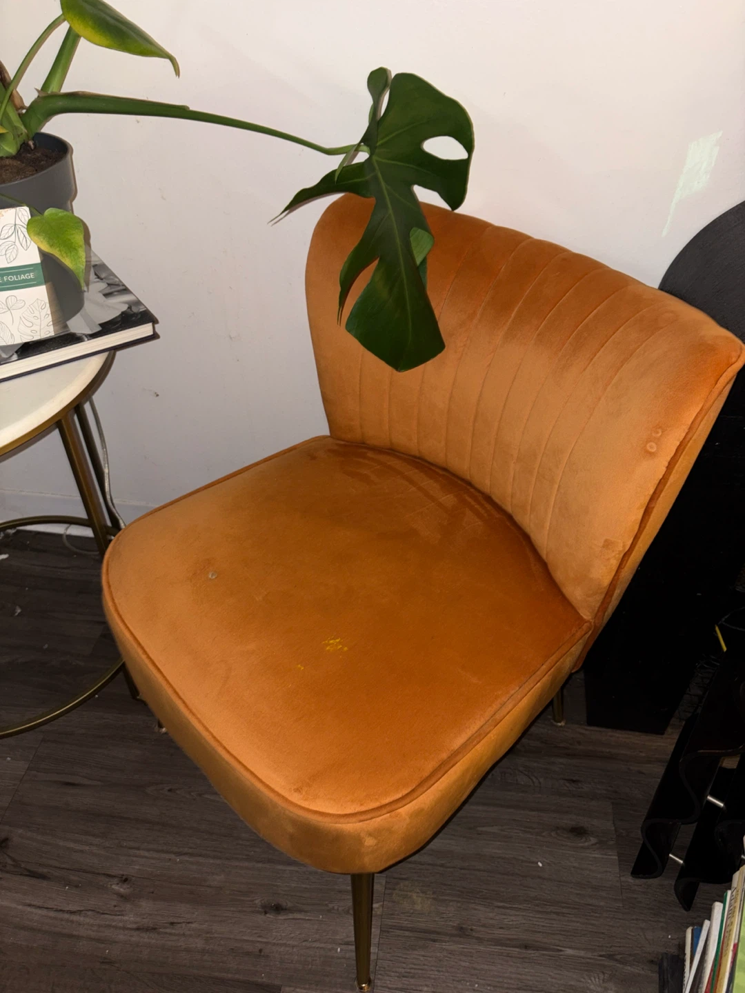 Orange Velvet Accent Chair - photo 3