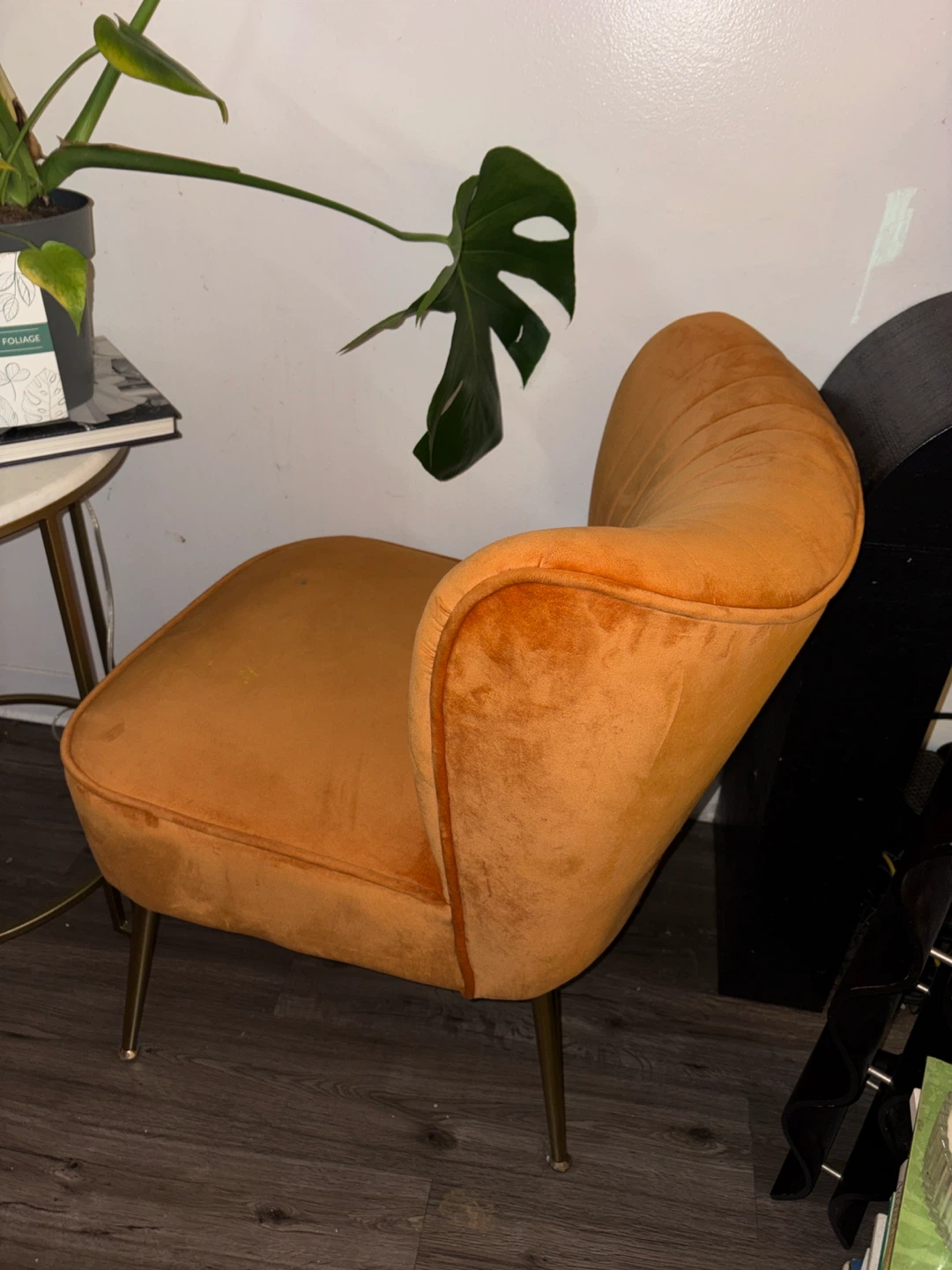Orange Velvet Accent Chair - photo 4