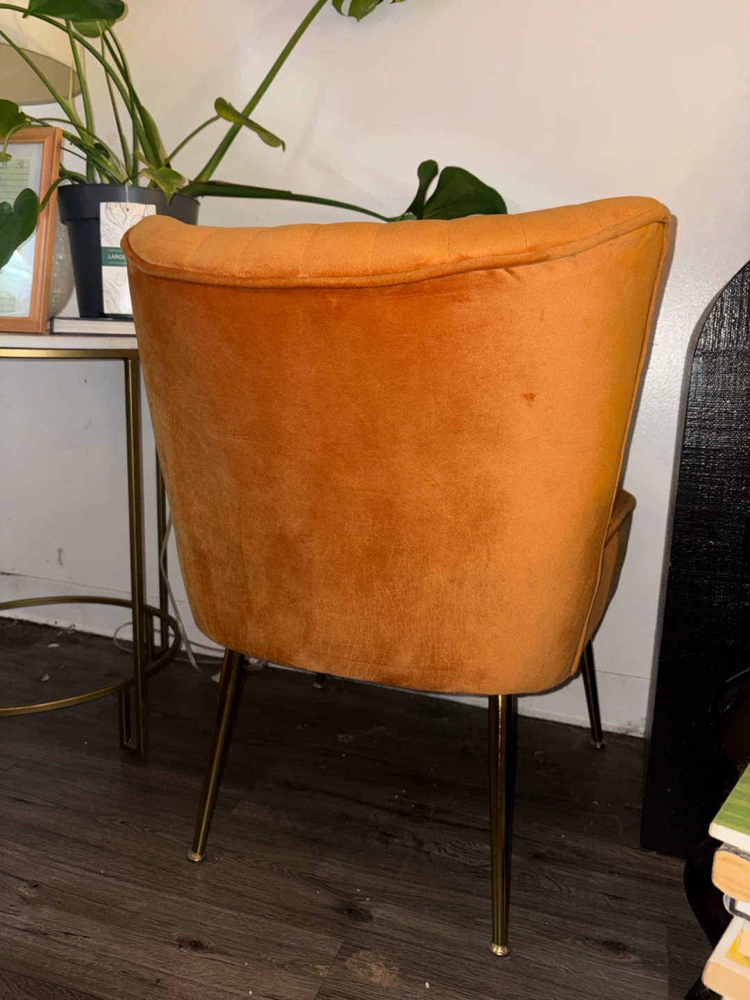 Orange Velvet Accent Chair - photo 5