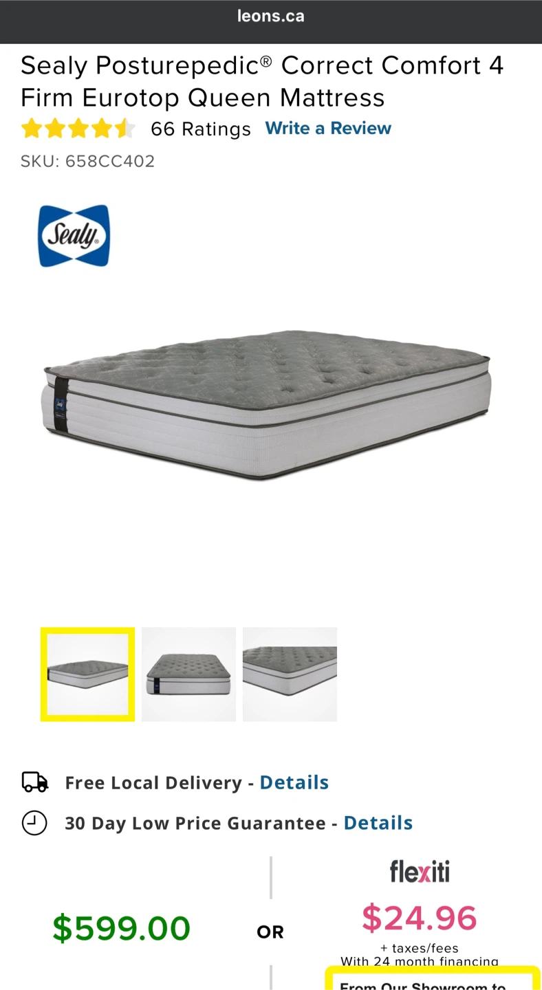 Sealy Posturepedic Correct Comfort 4 Firm Queen Mattress
