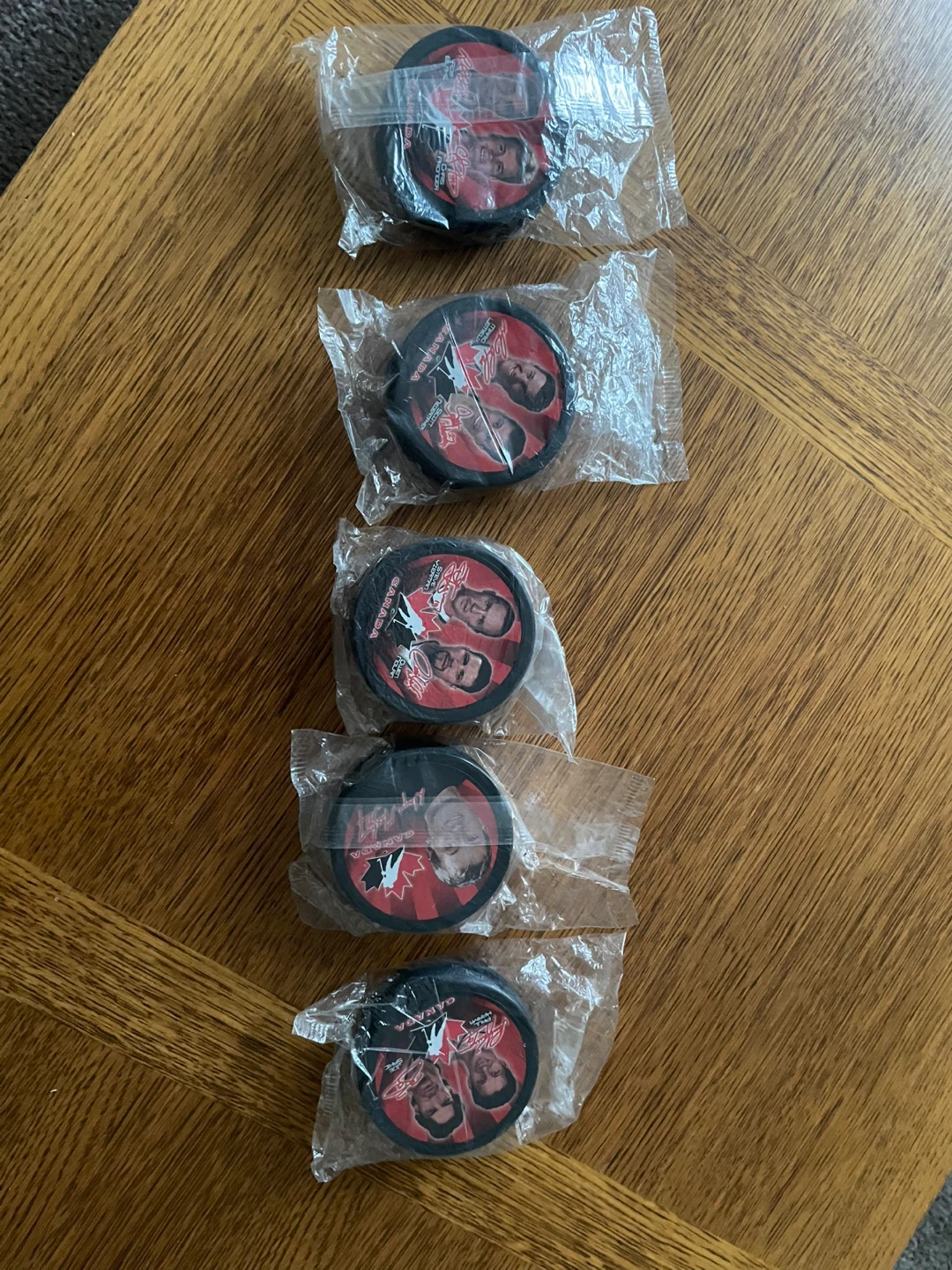 Set of 5 Commemorative 2002 Olympic Hockey Pucks