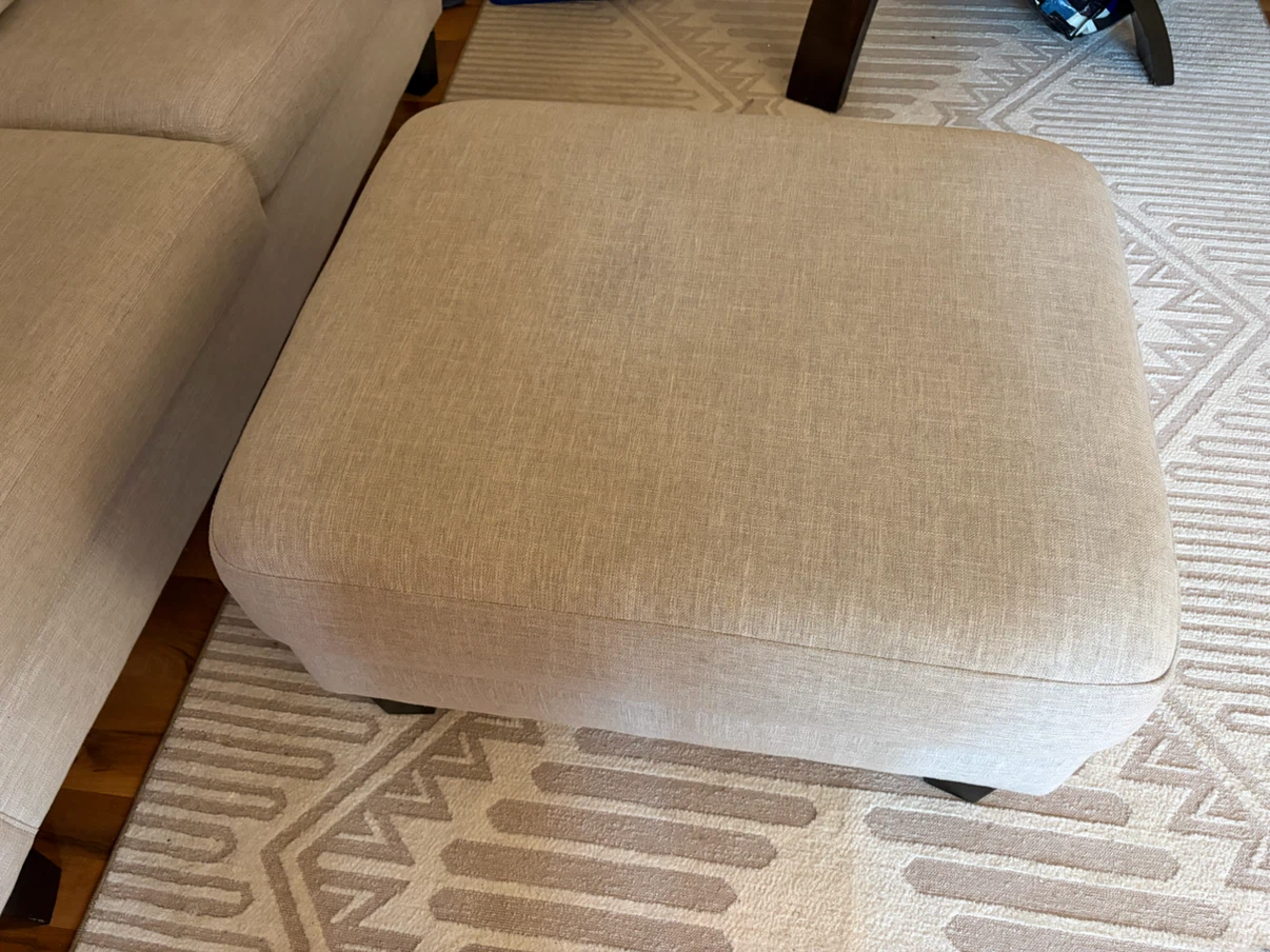 Beige Upholstered Sofa with Ottoman - photo 2