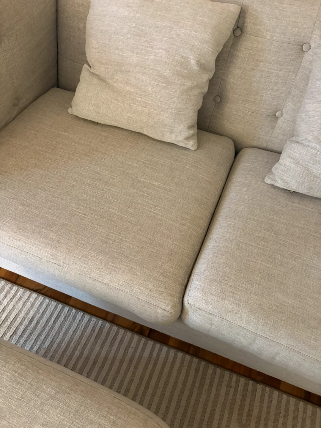 Beige Upholstered Sofa with Ottoman - photo 3