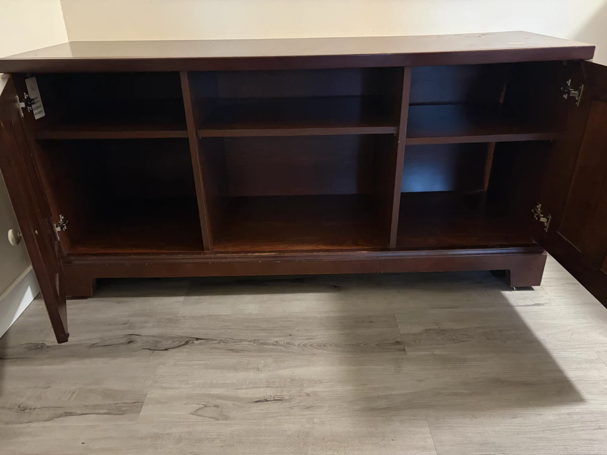 Dark wood media console cabinet - photo 2