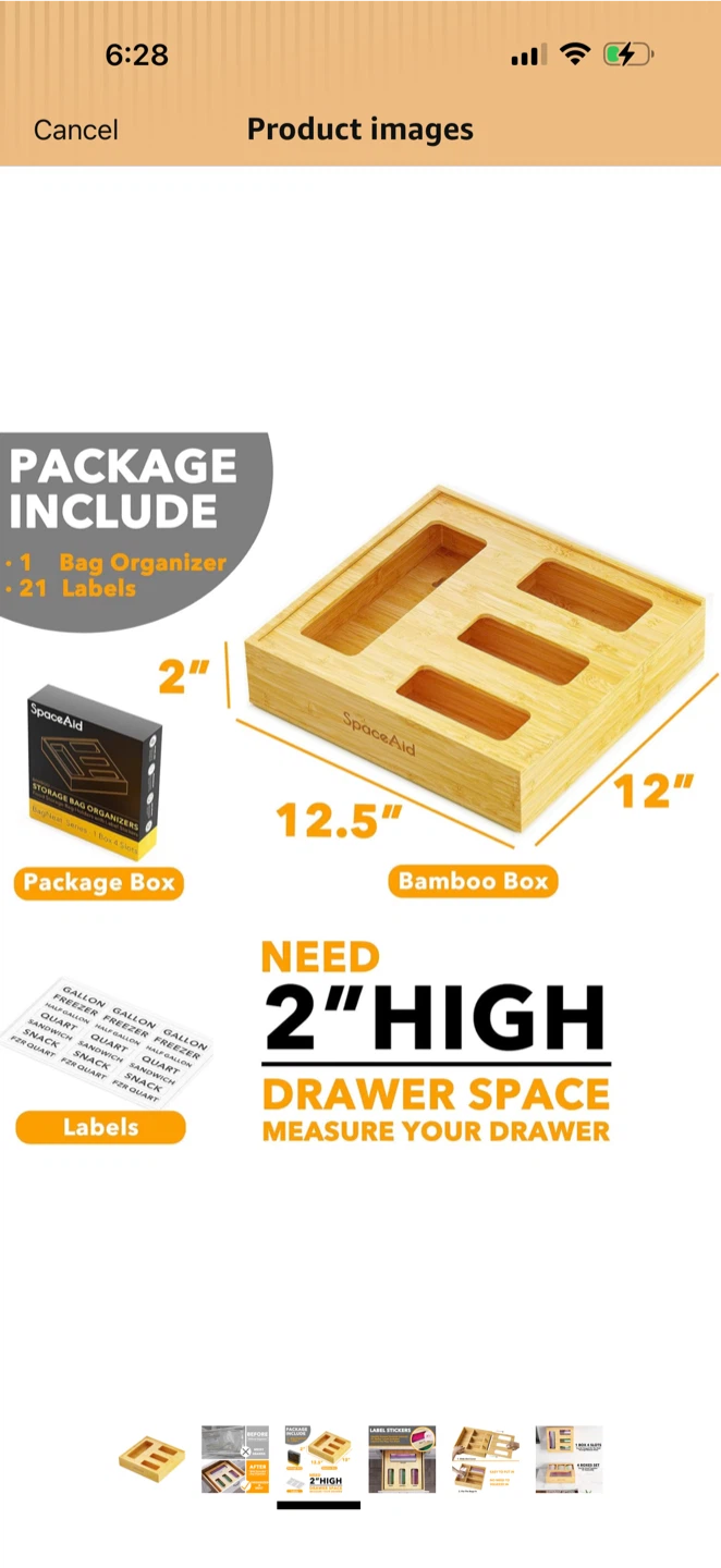 SpaceAid Bamboo Storage Bag Organizer - photo 3