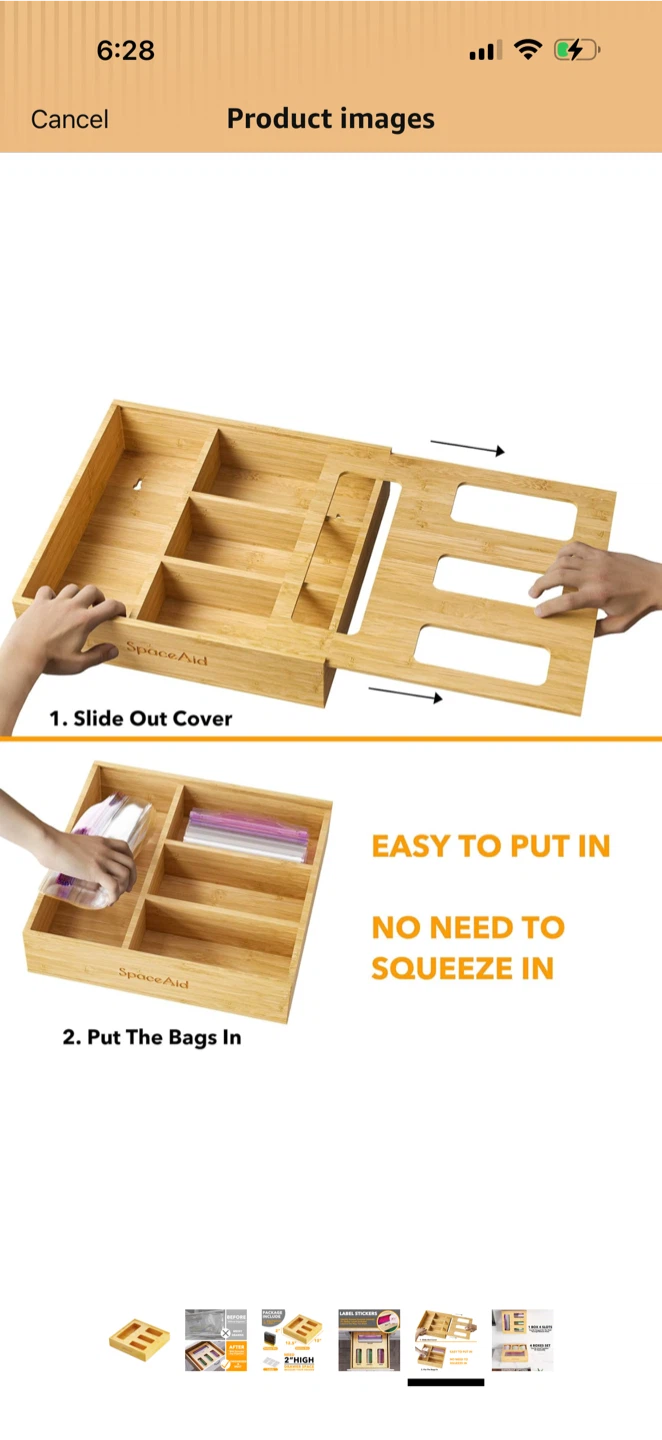 SpaceAid Bamboo Storage Bag Organizer - photo 5