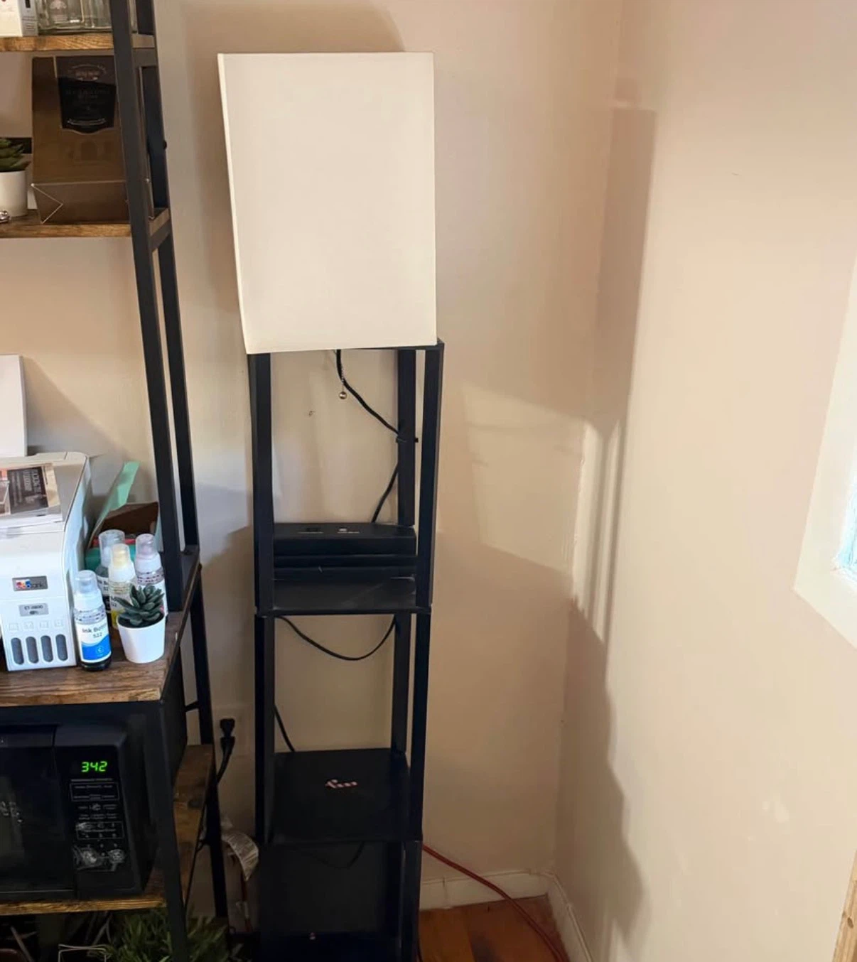 Modern Shelf Floor Lamp with USB Charging