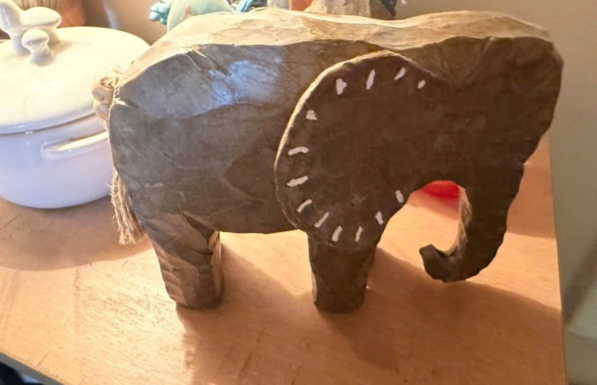 Hand-Carved Wooden Elephant Figurine - photo 2
