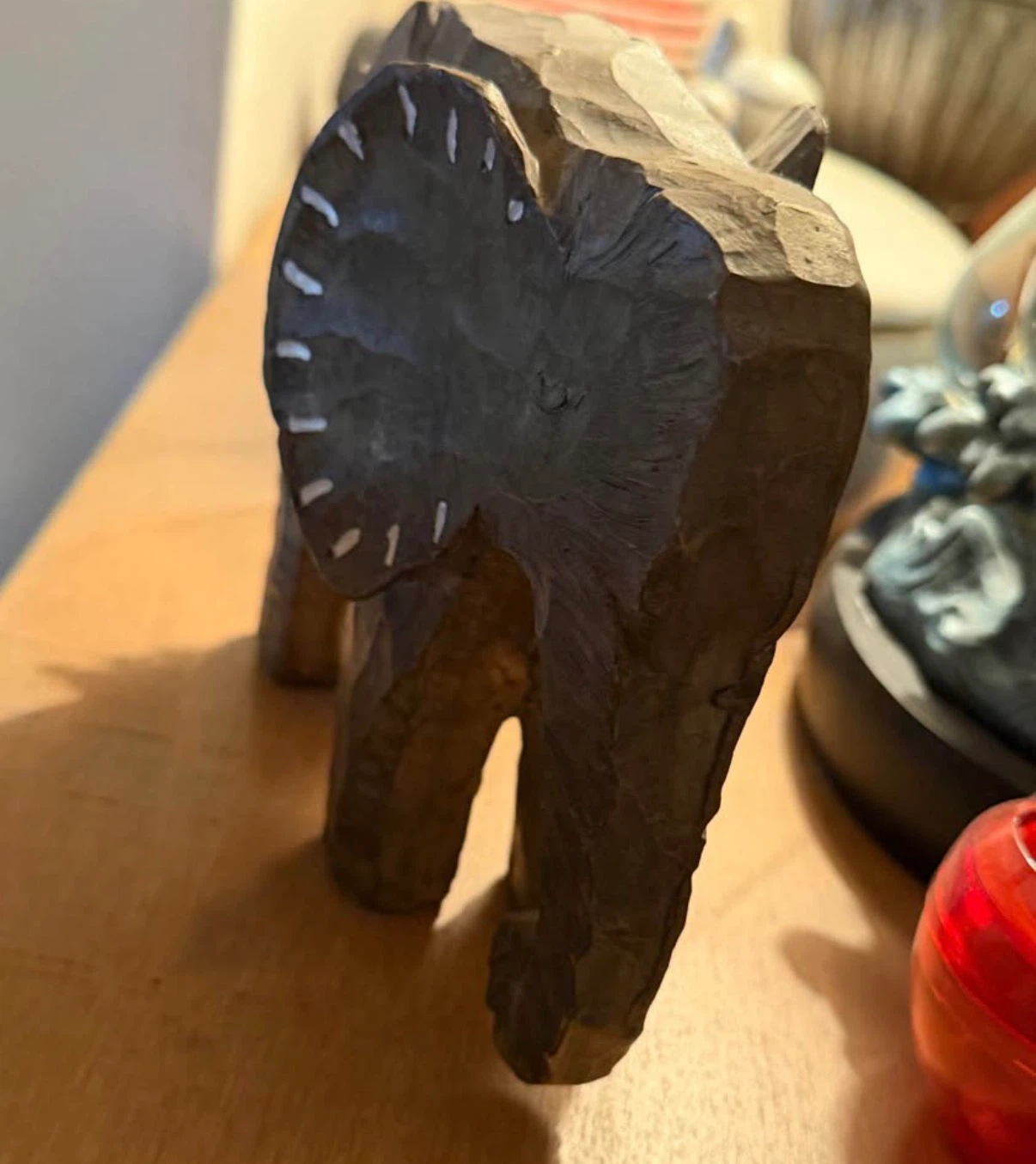 Hand-Carved Wooden Elephant Figurine - photo 3