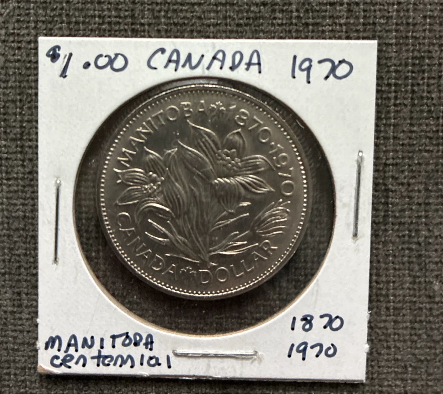 Uncirculated 1970 Canada Manitoba Centennial Silver Dollar