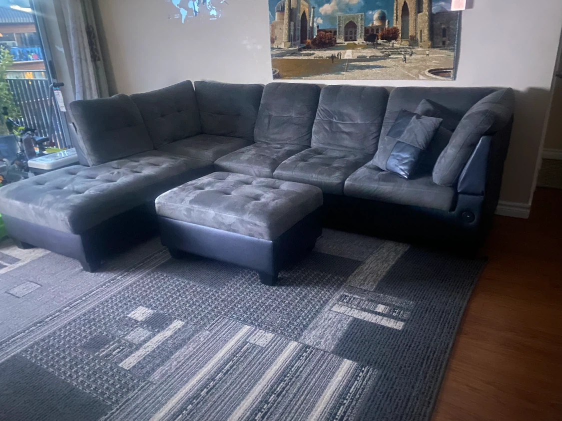Dark Grey Sectional Sofa with Ottoman - photo 2