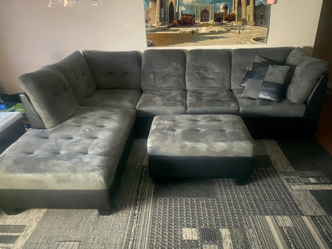 Dark Grey Sectional Sofa with Ottoman - photo 3