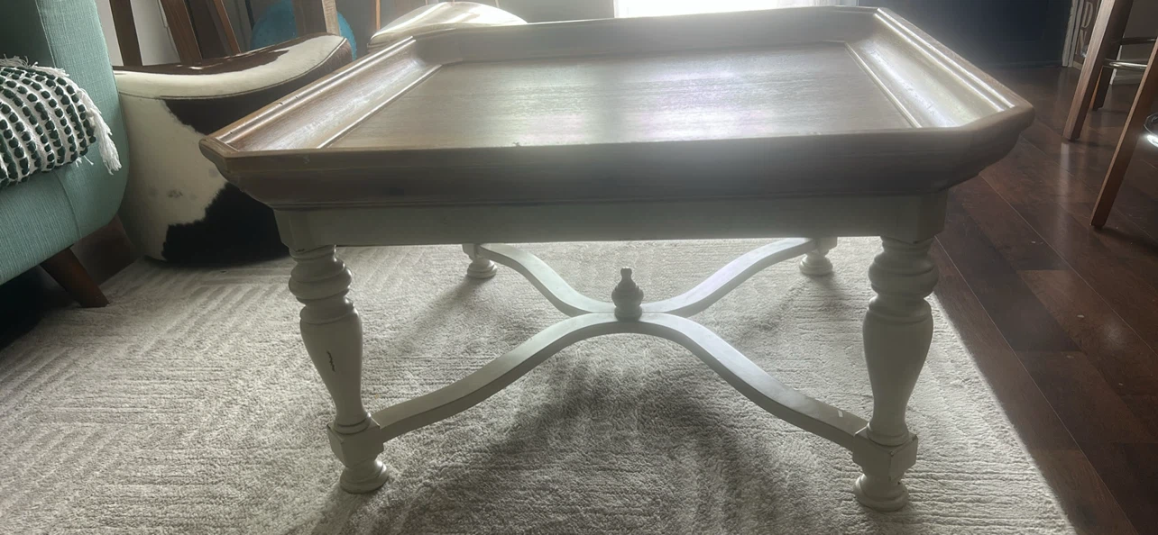Rustic Coffee Table with White Legs - photo 3