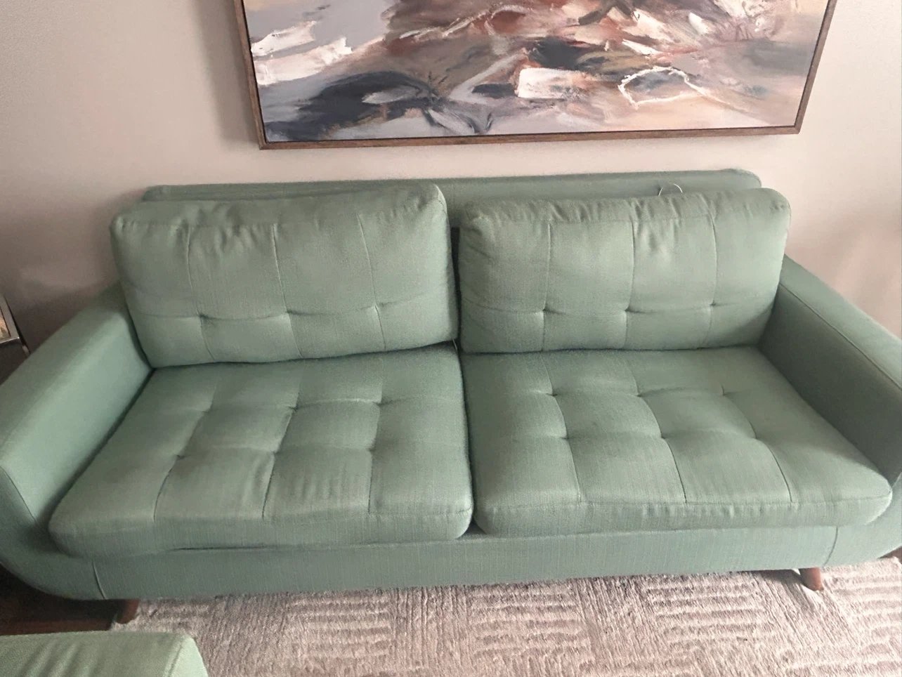 Mint Green Mid-Century Modern Sofa