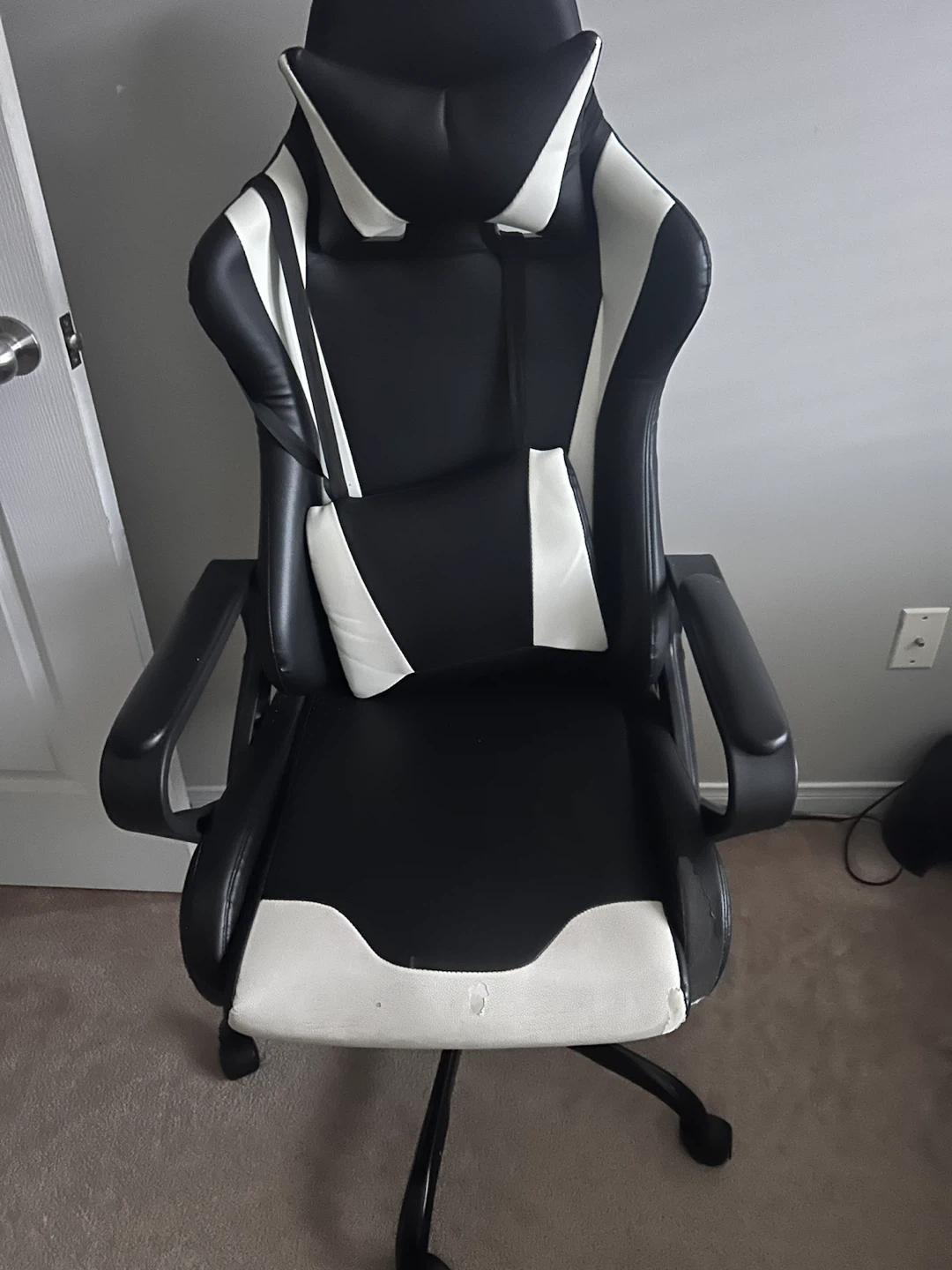 Black and white gaming chair