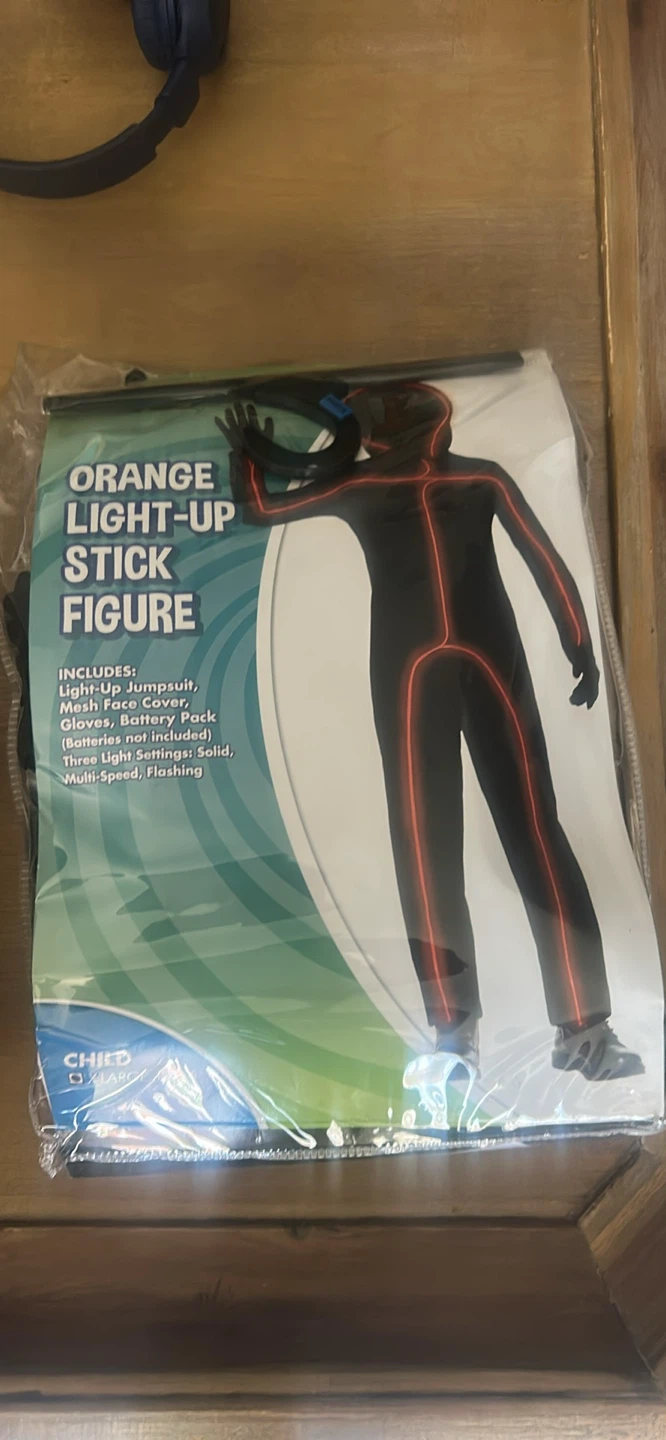Orange Light-Up Stick Figure Costume - Child XL