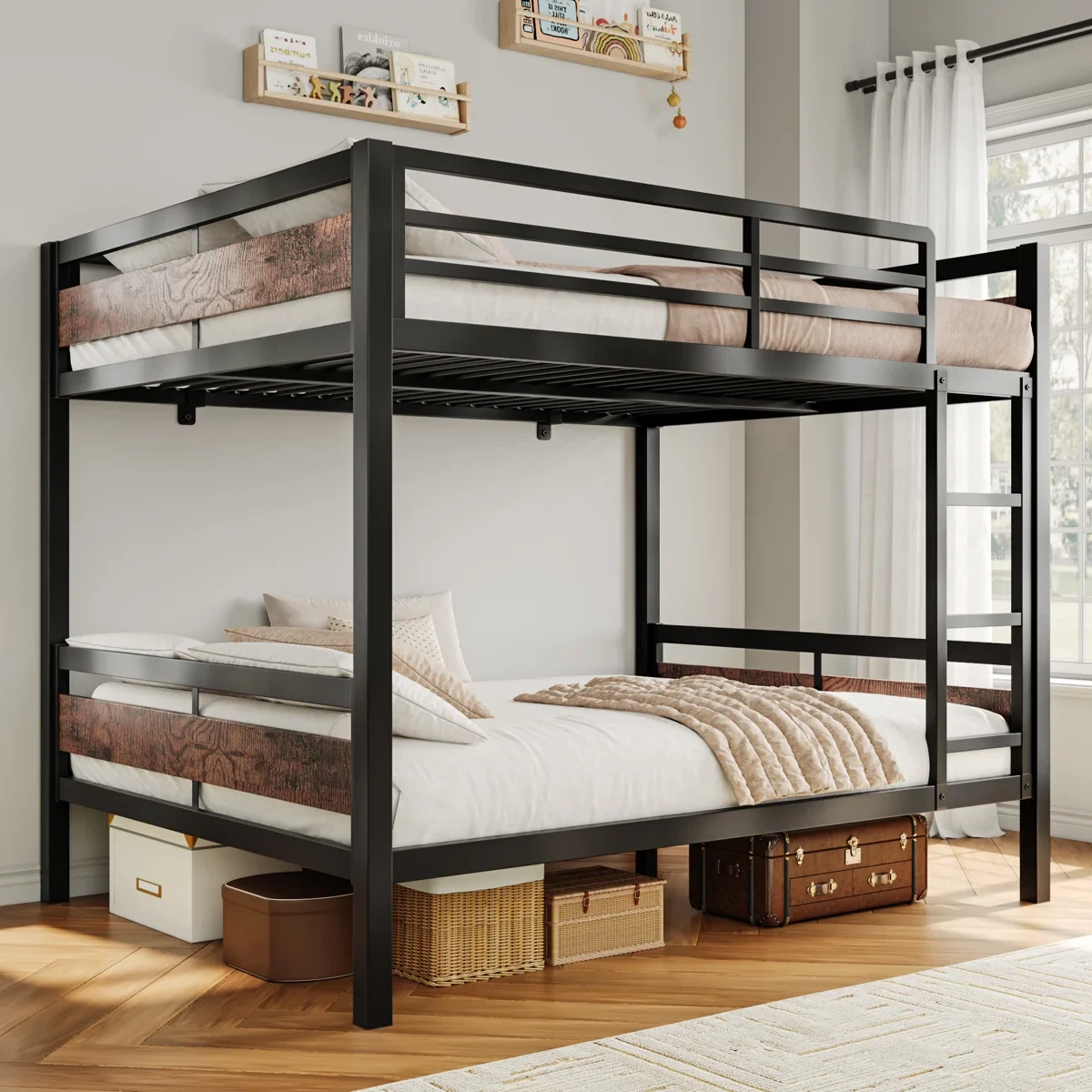 Double-over-double metal bunk bed