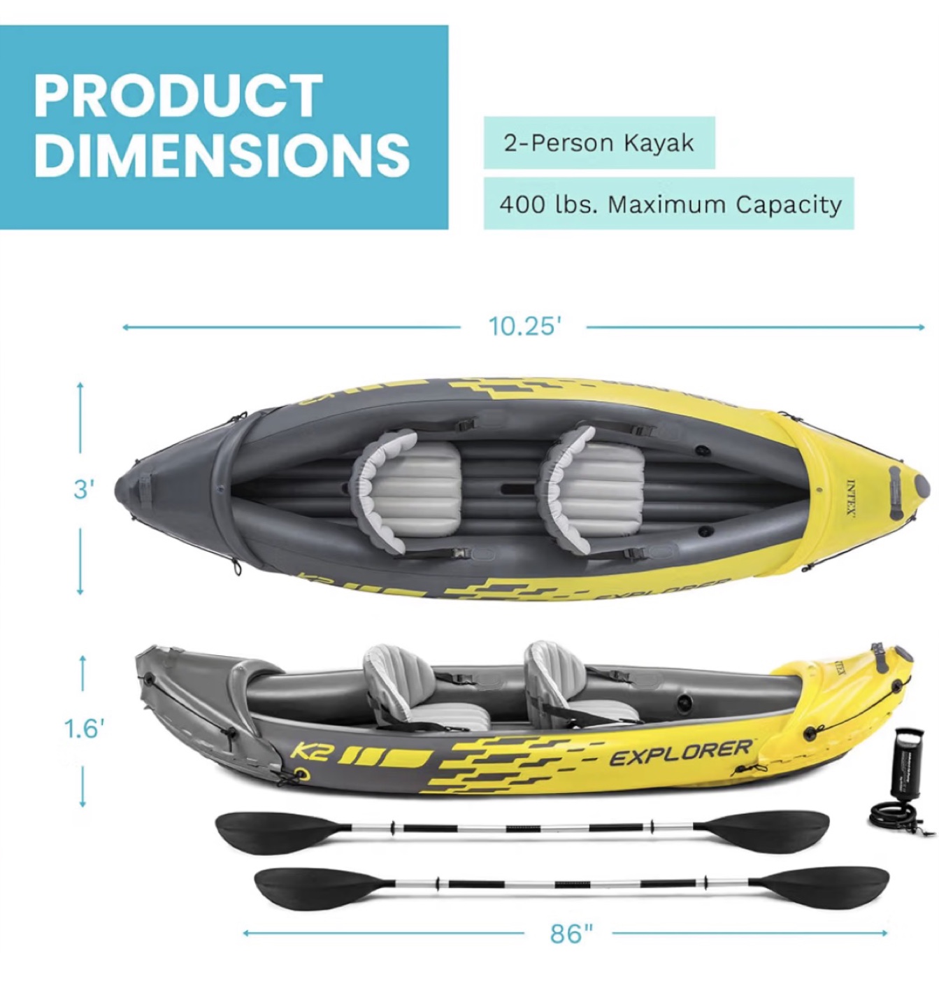 Intex Explorer K2 2-Person Inflatable Kayak - photo 3