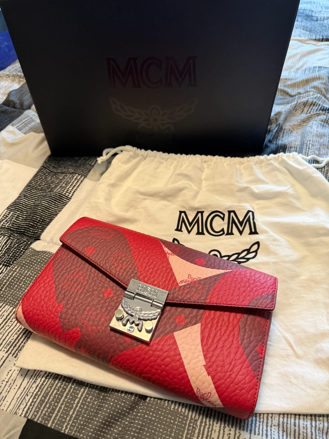 MCM Red Patterned Crossbody Bag