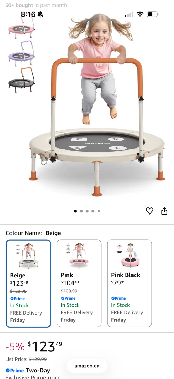 Kids Mini Trampoline with Handlebar $50 - photo 2