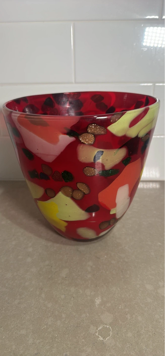 Red Decorative Glass Vase
