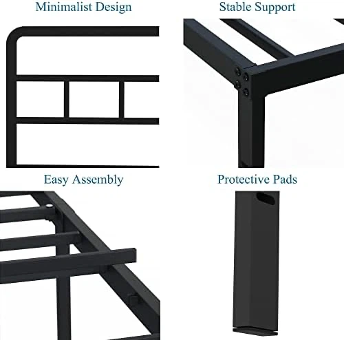 DiaOutro Metal Platform King Bed Frame with Headboard - photo 3