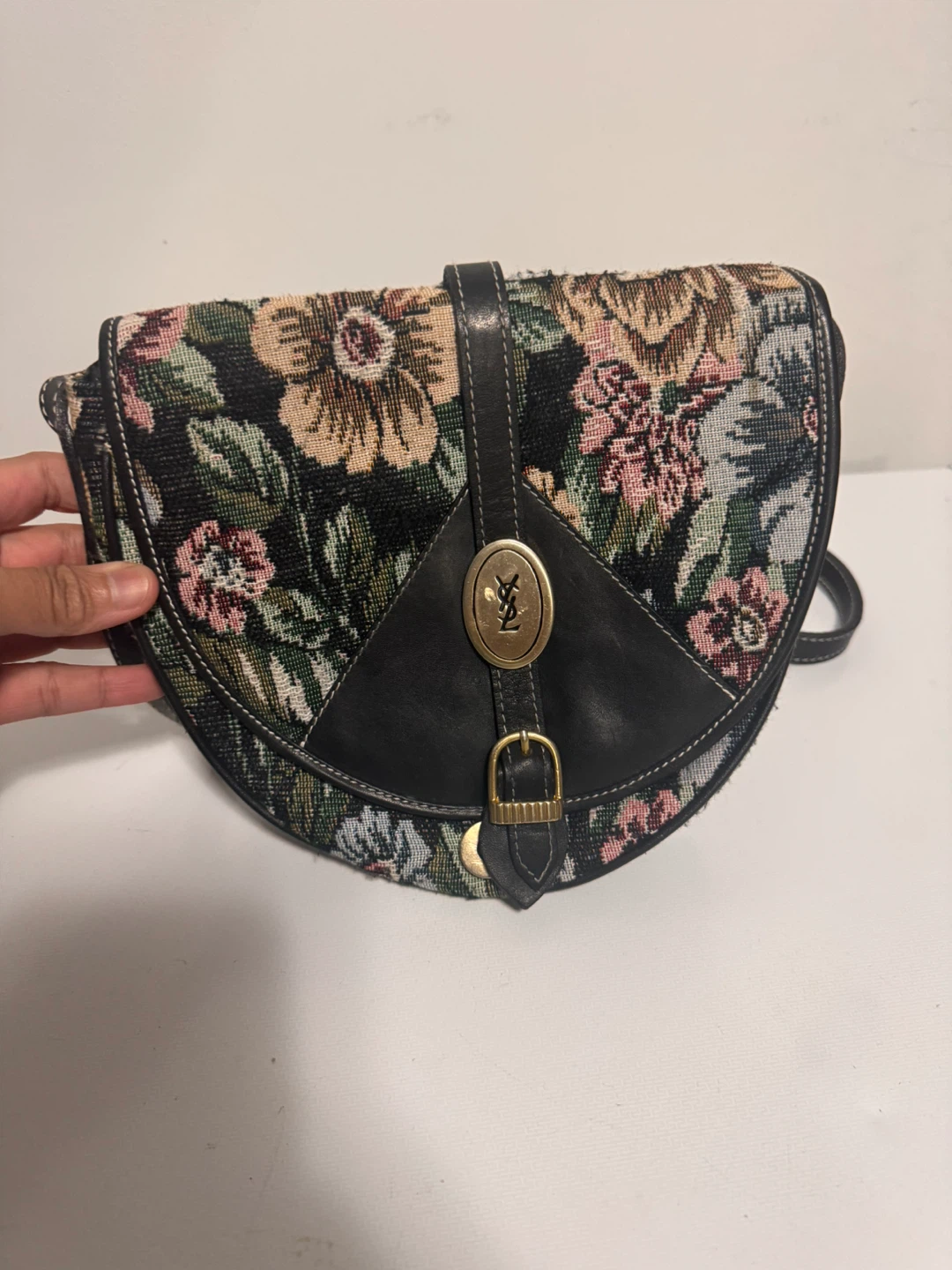 Yves Saint Laurent Floral Tapestry Saddle Bag