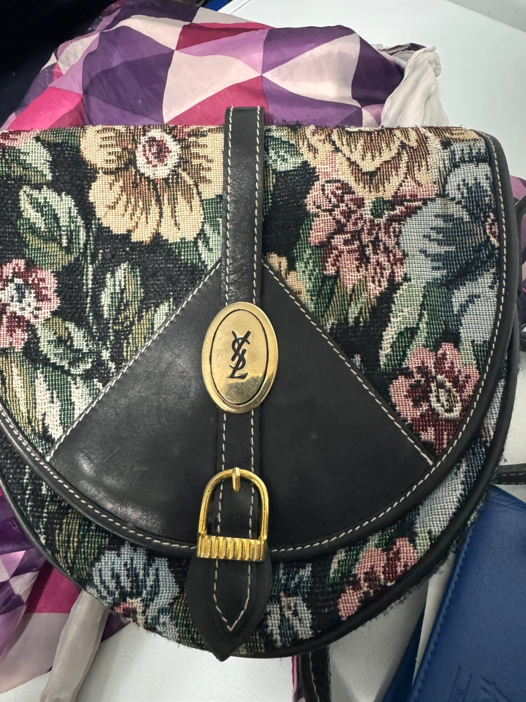 Yves Saint Laurent Floral Tapestry Saddle Bag - photo 2