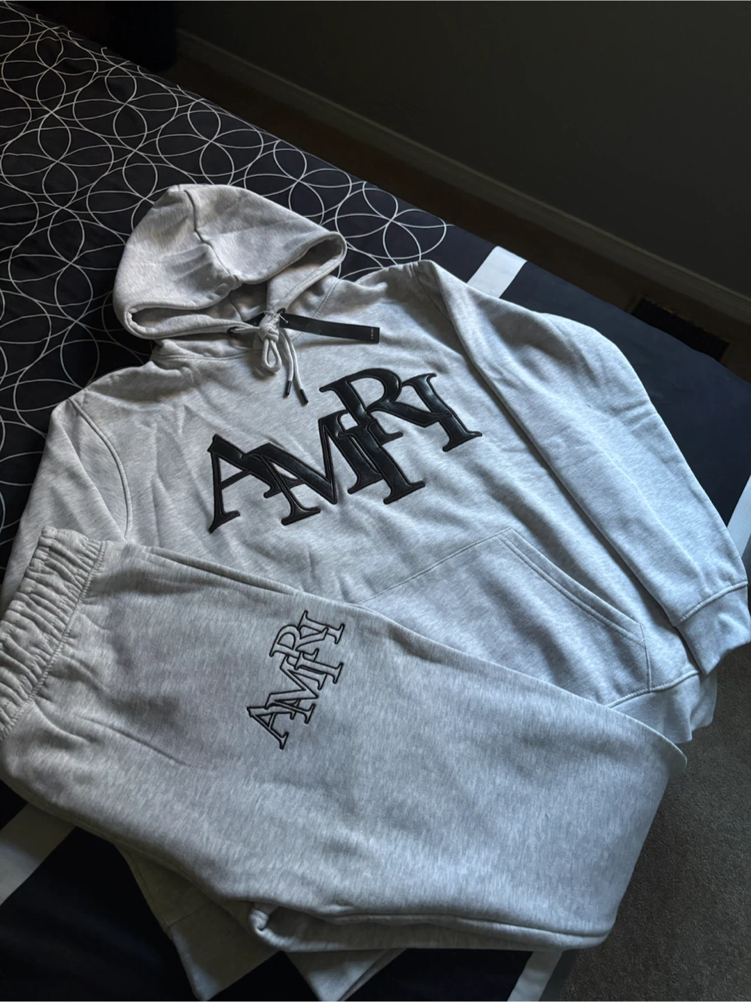Amiri grey on black tracksuit