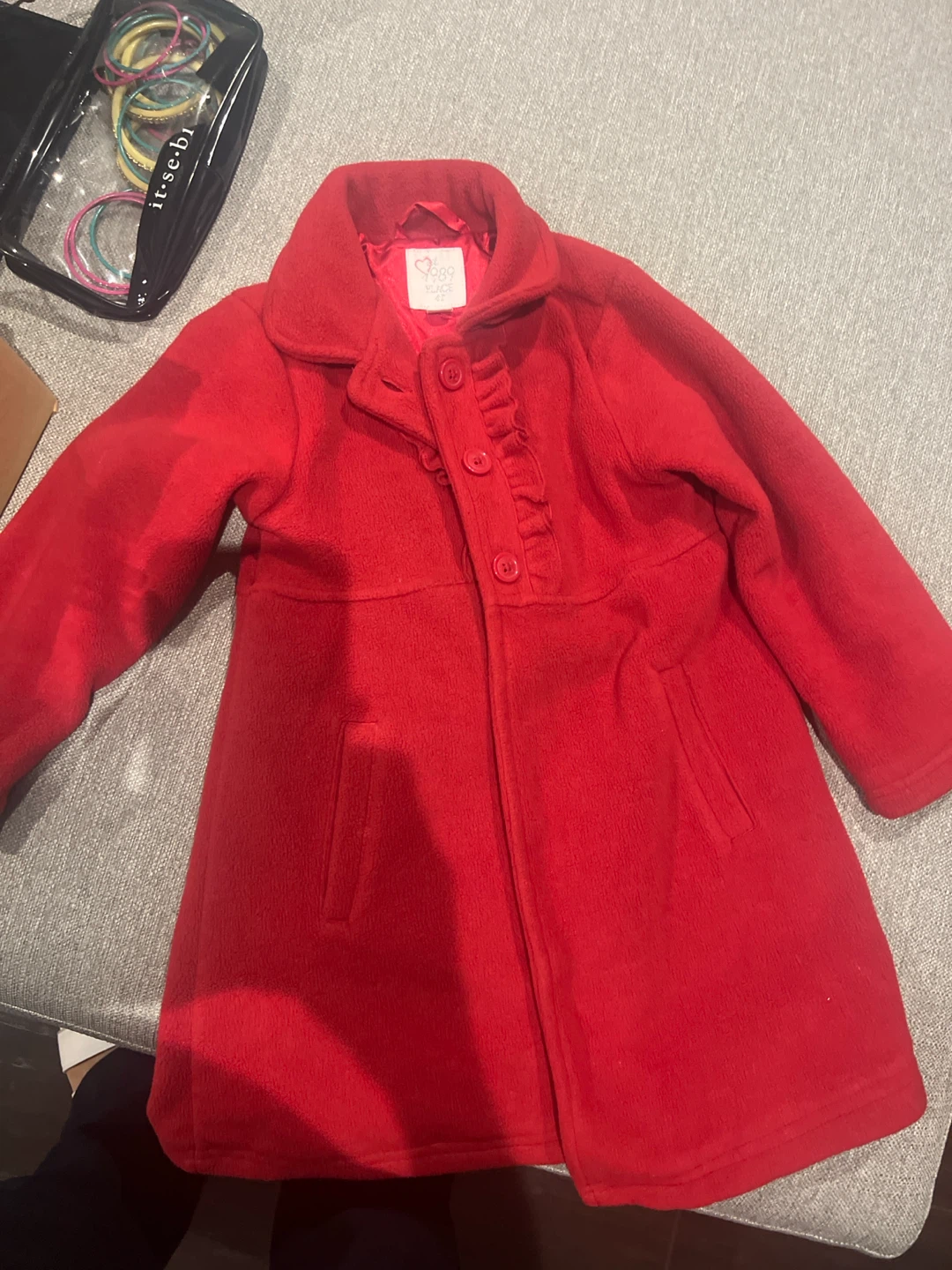 Est. 1989 Place Red Fleece Coat Size 4T - photo 2