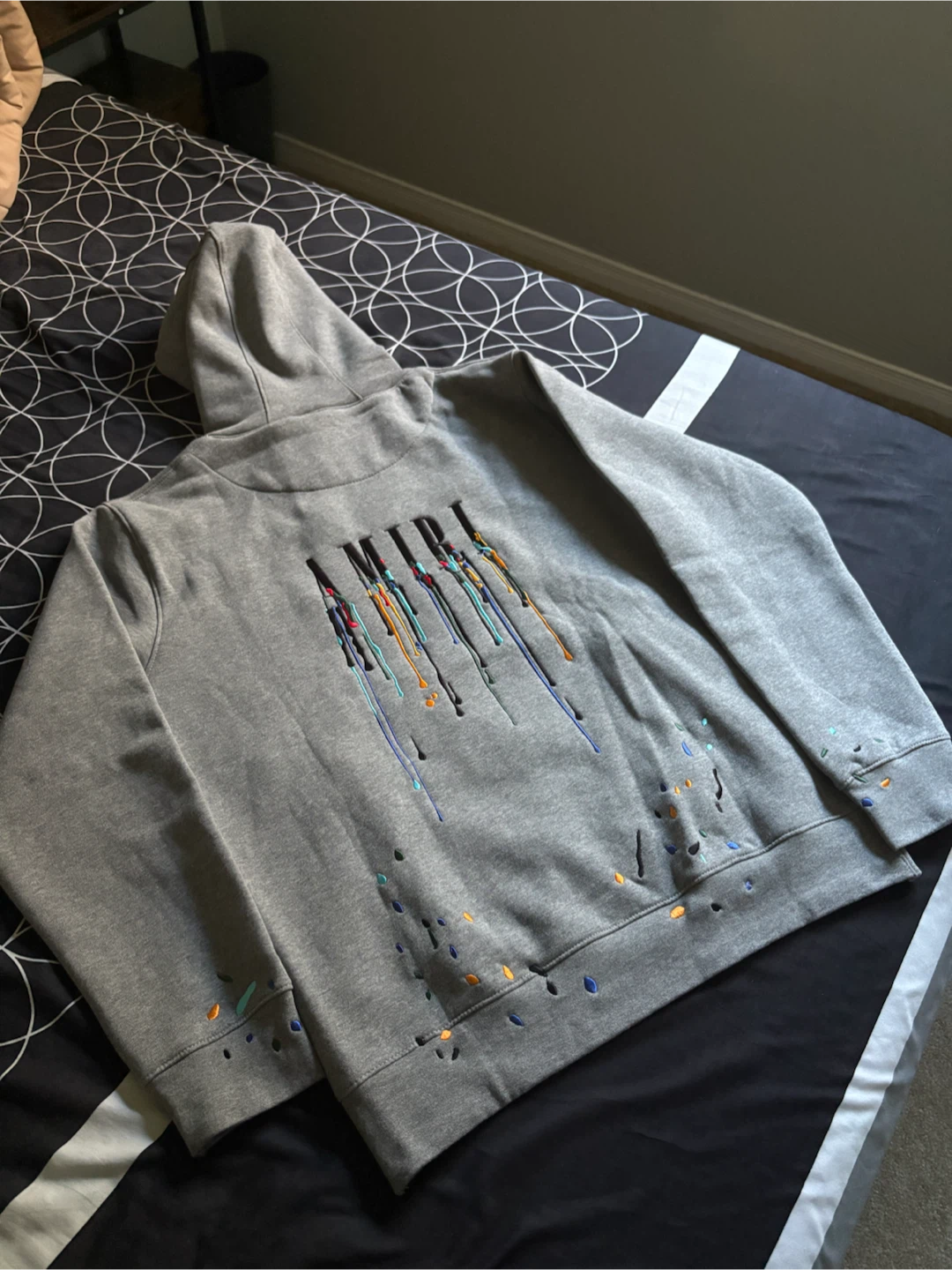 AMIRI Grey Drip Hoodie and Sweatpants Set - photo 2