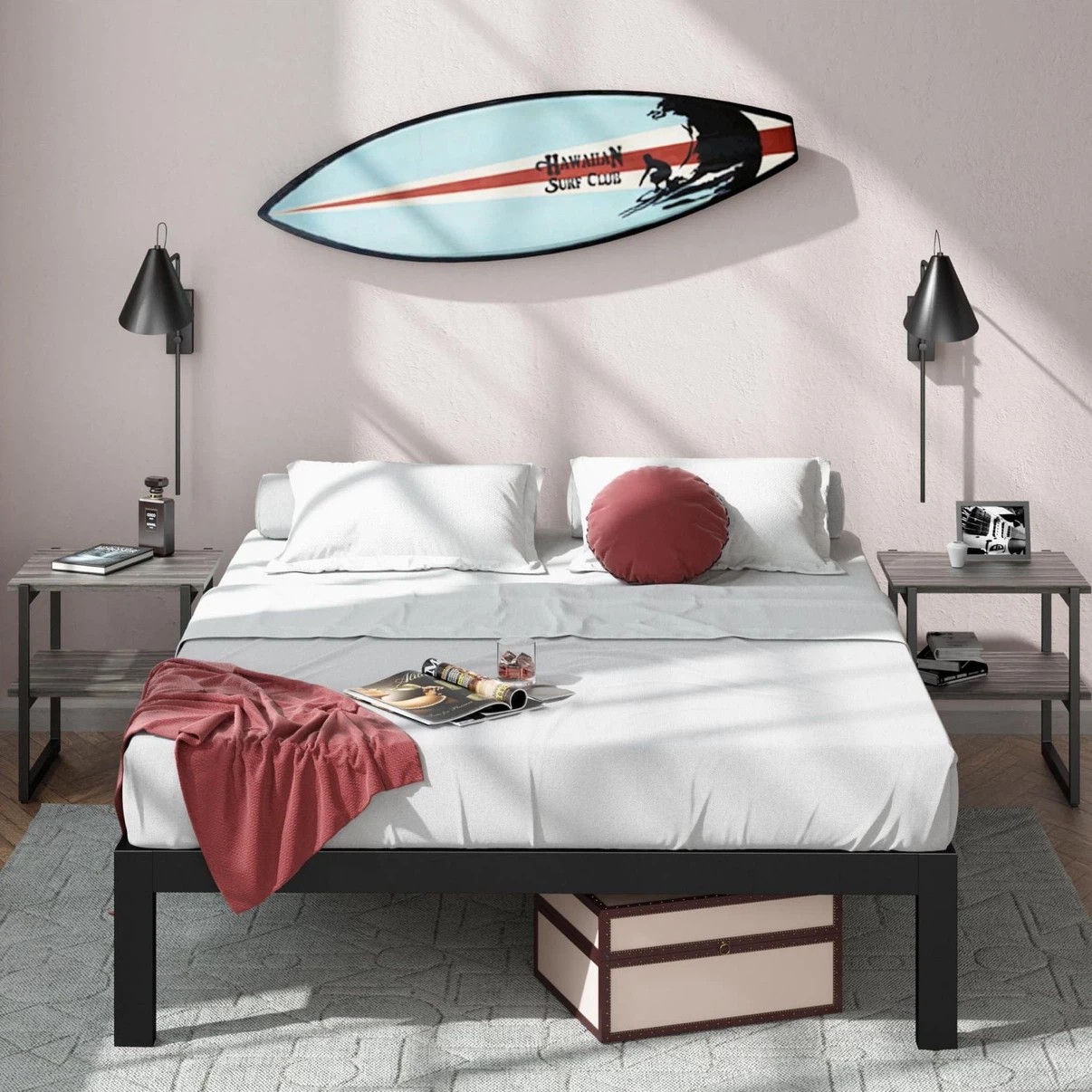 Zinus Lorrick Quick Snap Full 14 Inch Metal Platform Bed Frame