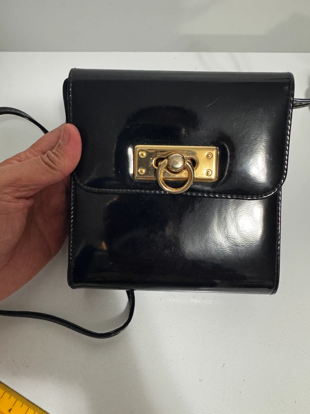 Nikolai Black Patent Leather Crossbody Bag