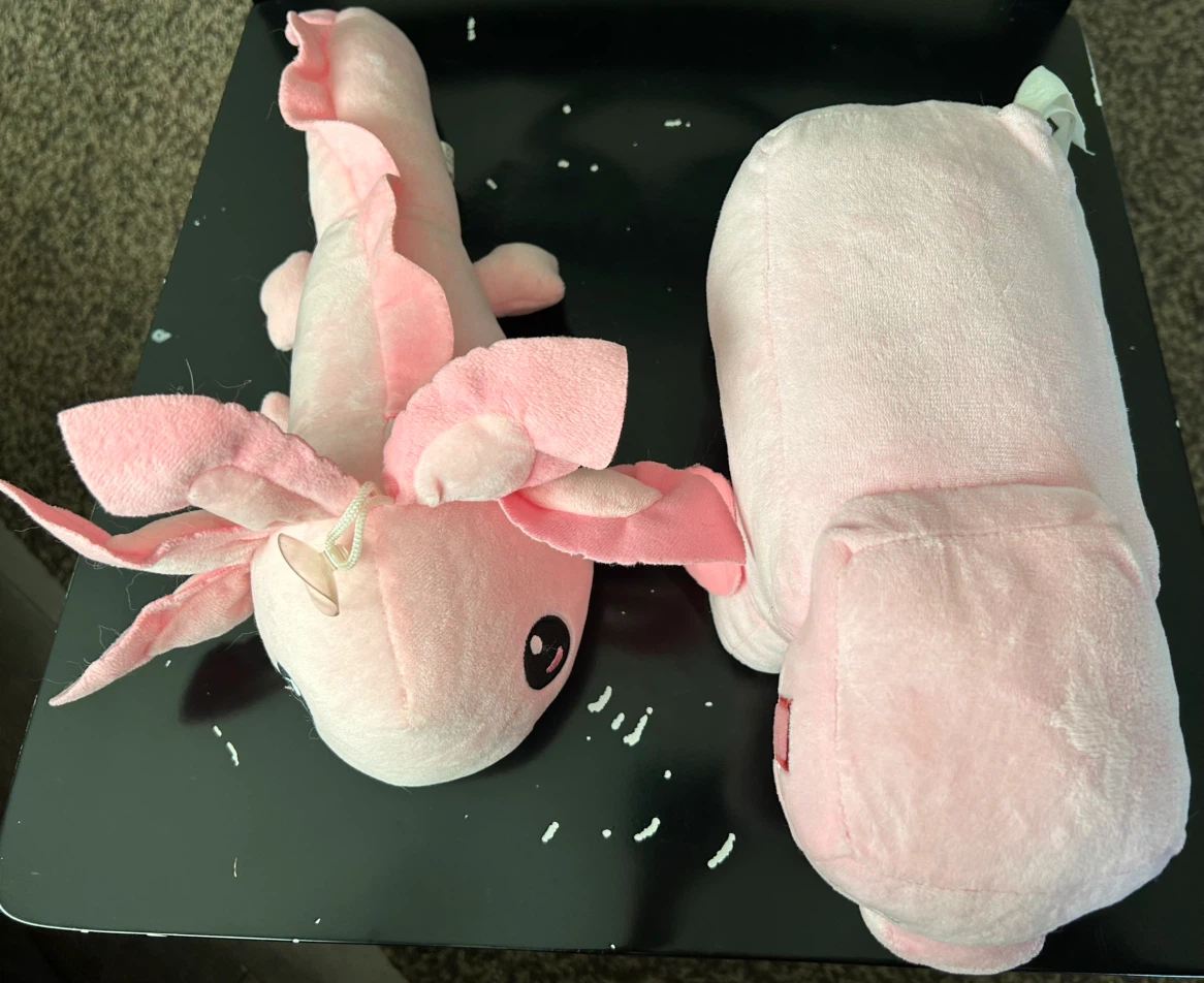 Set of 2 Plush Toys: Minecraft Pig and Axolotl - photo 2