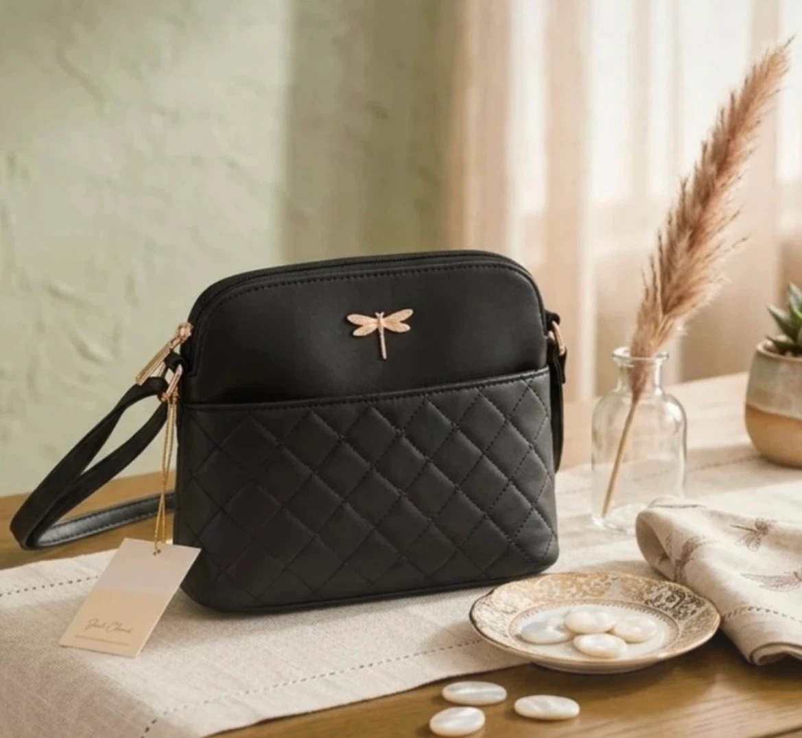 Black Quilted Dragonfly Crossbody Bag - photo 2