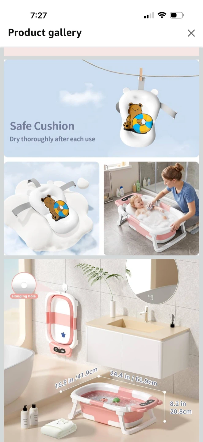 Kerbwry Foldable Baby Bathtub with Temperature Sensor - photo 4
