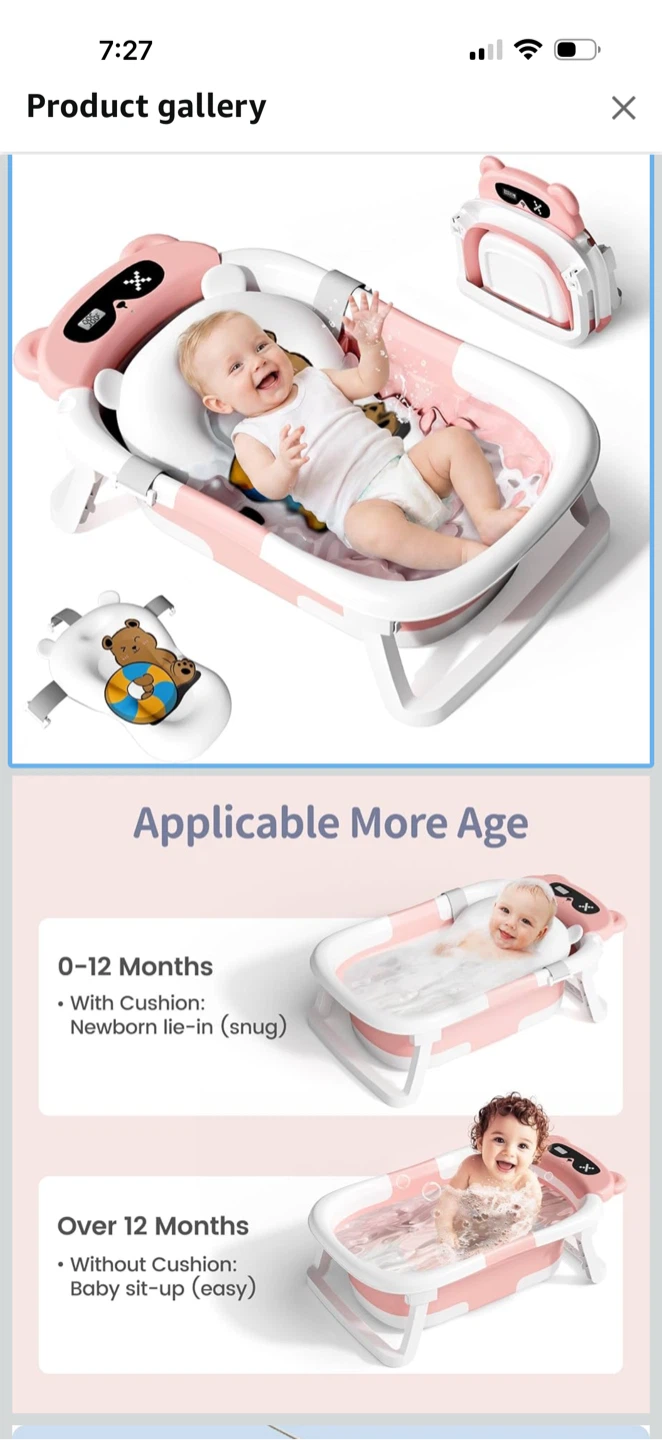 Kerbwry Foldable Baby Bathtub with Temperature Sensor - photo 5
