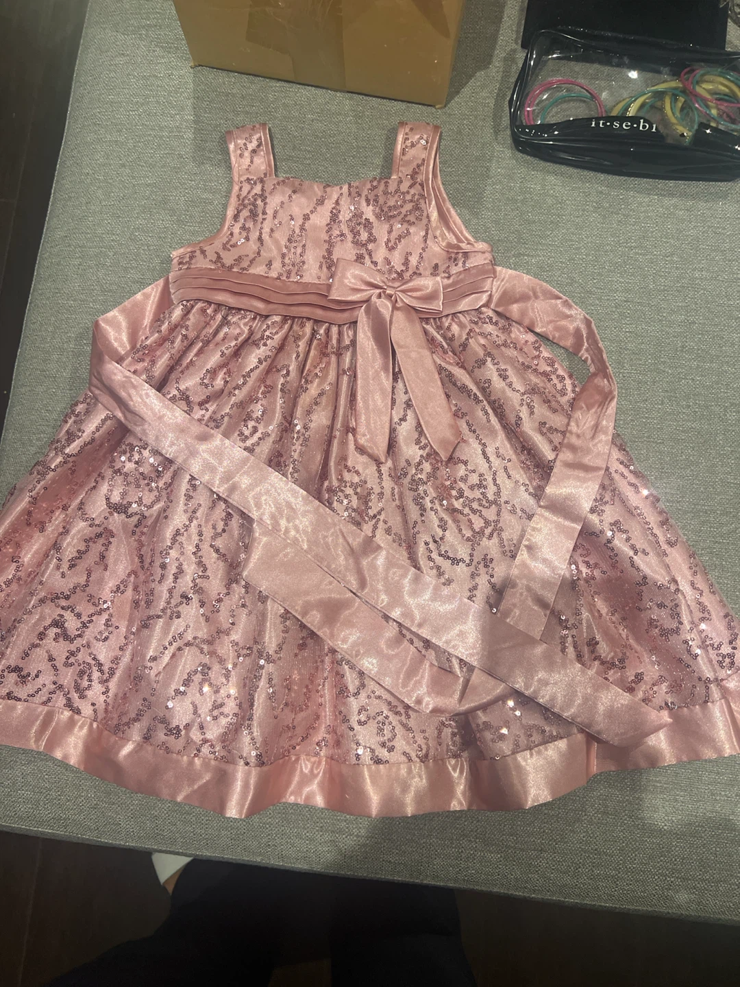 Girls Pink Sequin Dress - 4/4T