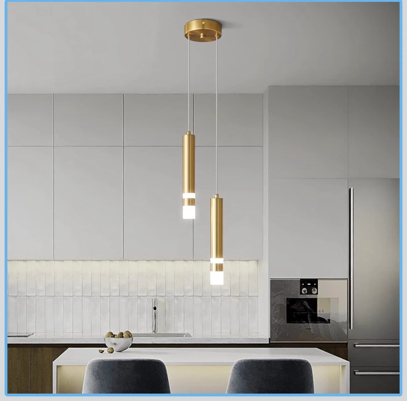 Modern Gold Dual Cylinder Pendant Light