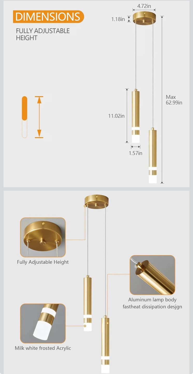 Modern Gold Dual Cylinder Pendant Light - photo 2