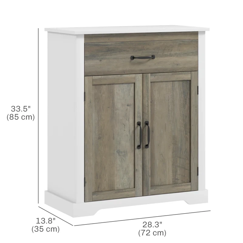 White and Grey Storage Cabinet with Drawer - photo 2