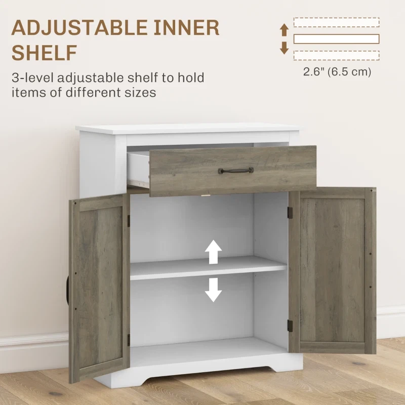 White and Grey Storage Cabinet with Drawer - photo 4