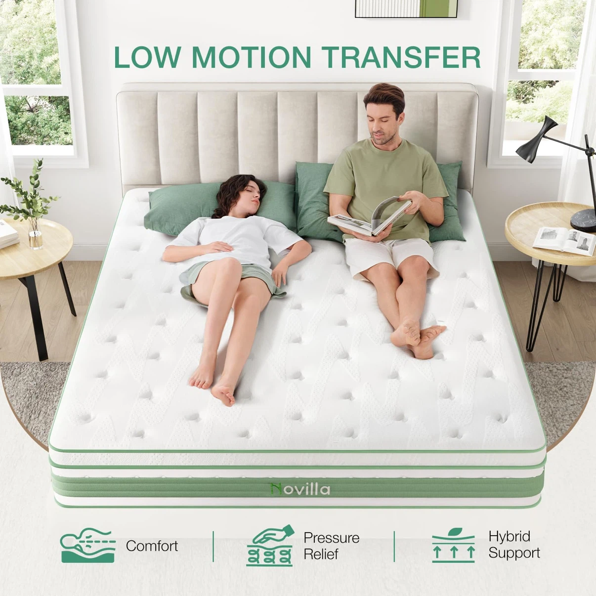 Queen Mattress, 12 Inch Hybrid Pillow Top Mattress - photo 3