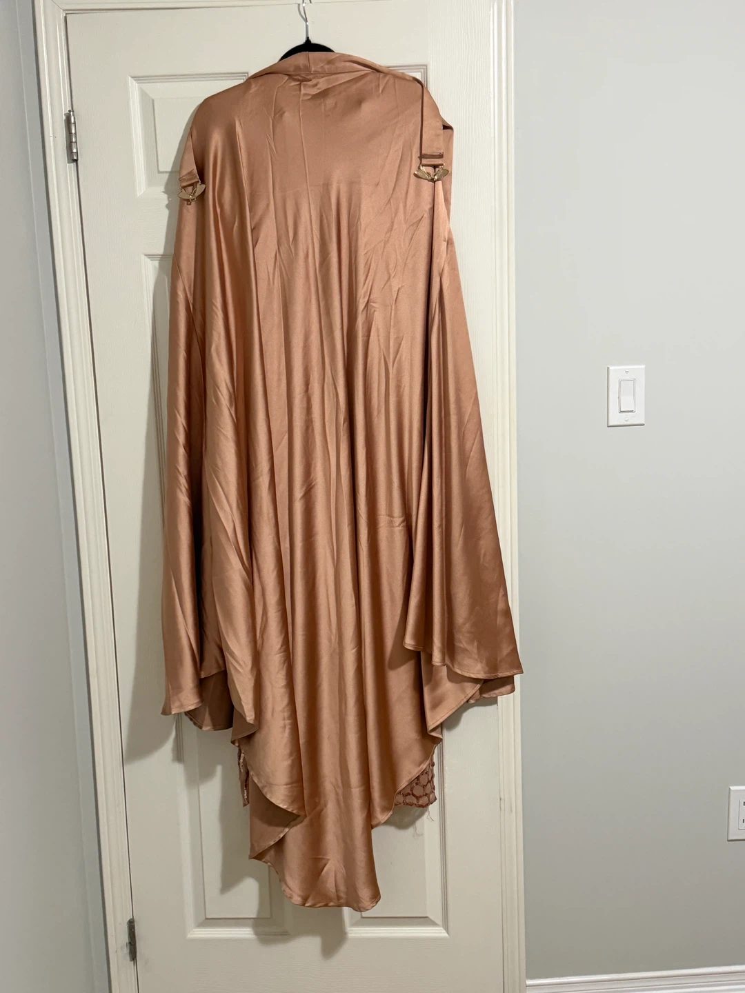 Rose Gold Sequined Evening Dress with Cape