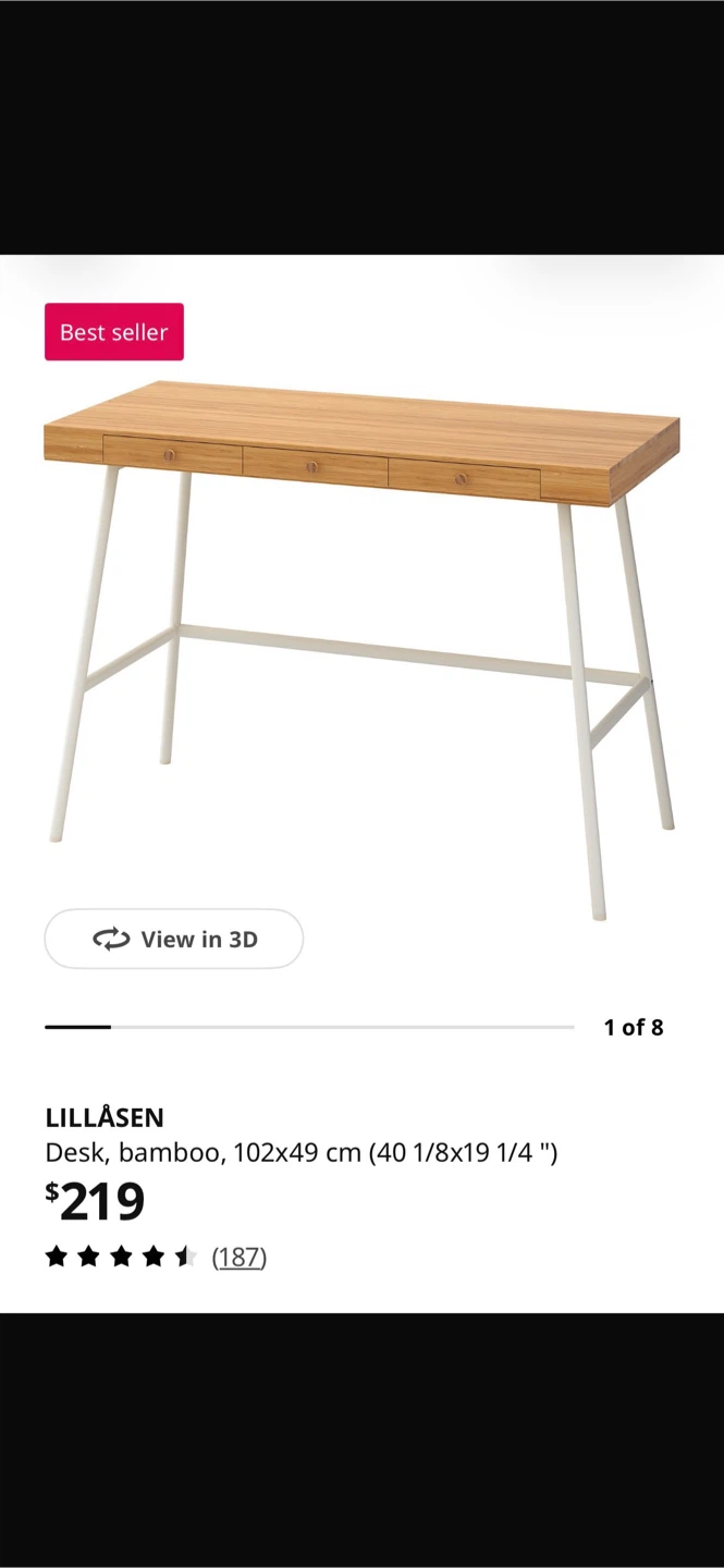 New IKEA LILLÅSEN Bamboo Desk