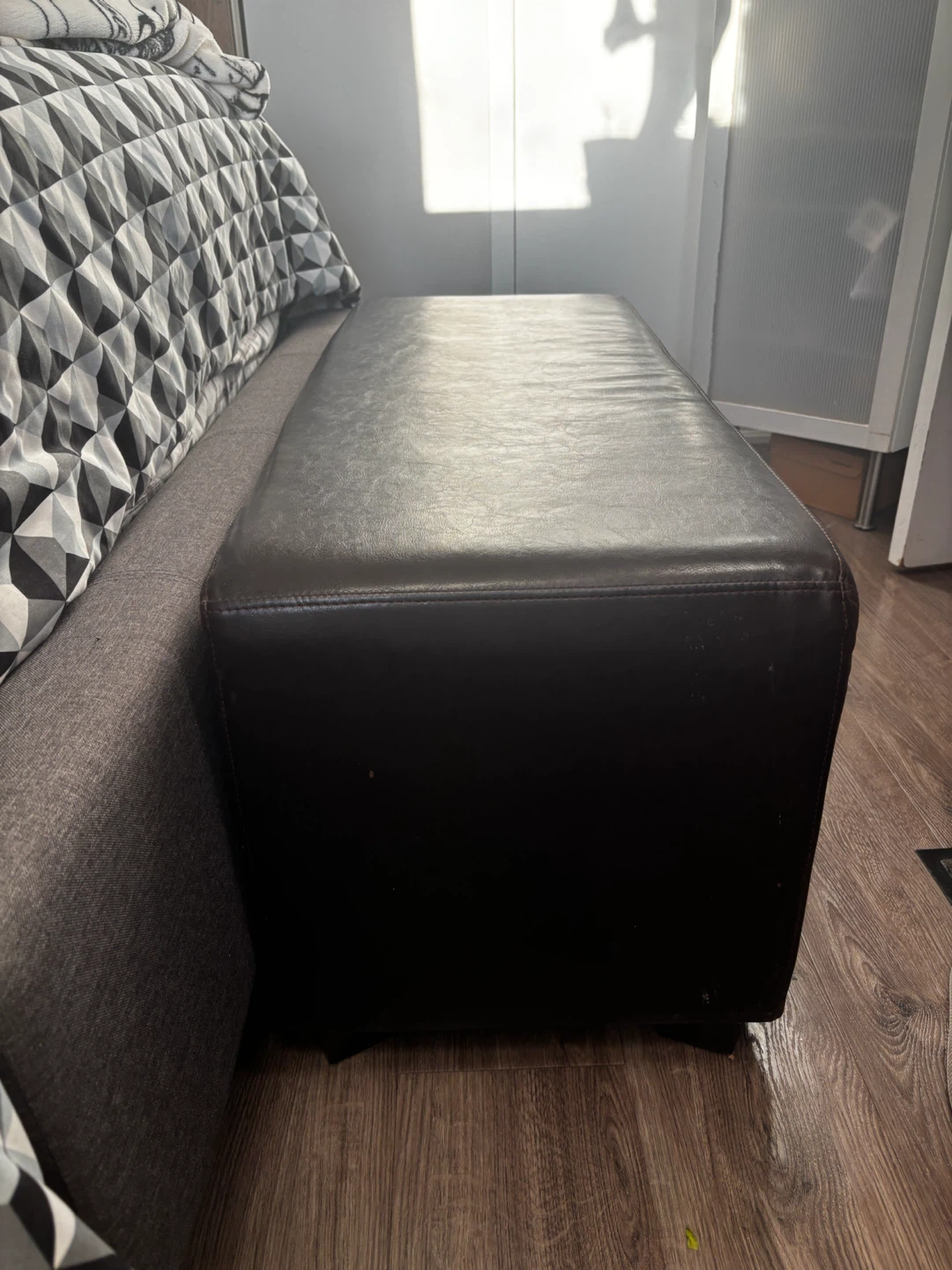 Brown Faux Leather Storage Bench