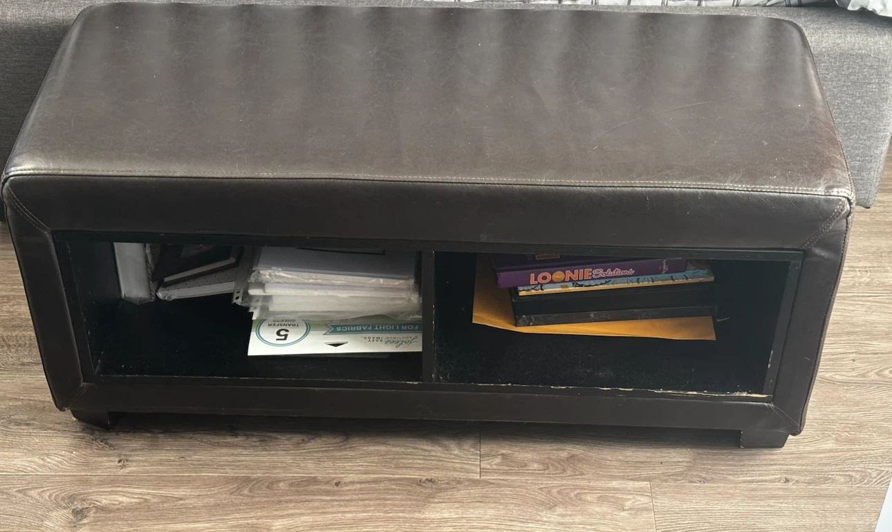 Brown Faux Leather Storage Bench - photo 3