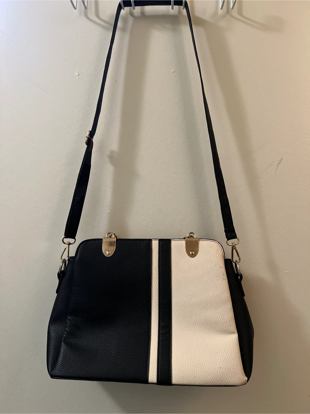 Two-Tone Black and White Shoulder Bag