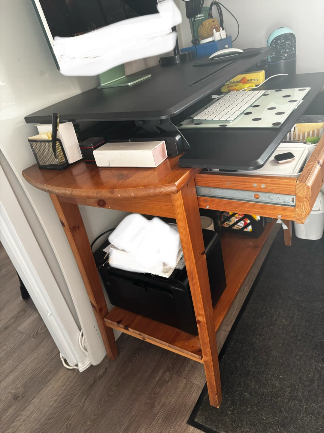 Wooden Desk with Drawer and Lower Shelf - photo 2